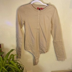 Women’s n:philanthropy Long Sleeve Henley Snap-up Bodysuit,in Sand Tan